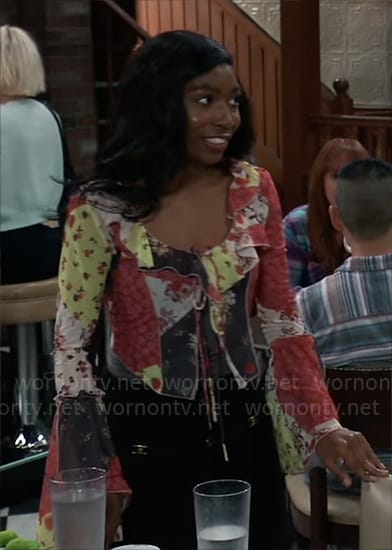 Trina’s patchwork print top on General Hospital