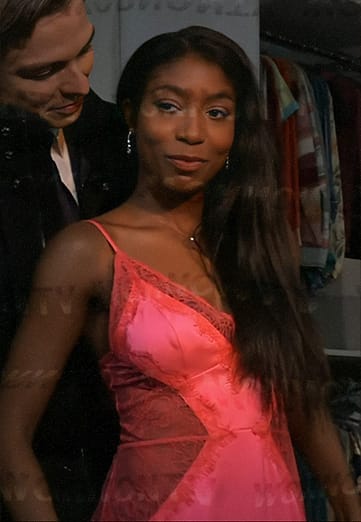 Trina’s pink lace inset NYE dress on General Hospital