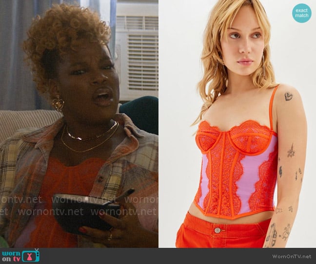 BDG Modern Love Corset Top worn by Malaika (Brittany Adebumola) on The Other Black Girl