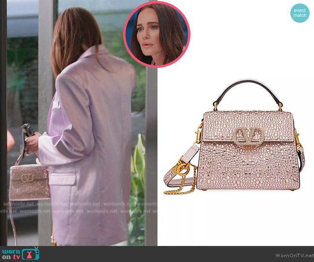 Valentino VSling Mini Top Handle Handbag With Sparkling Embroidery worn by Meredith Marks on The Real Housewives of Salt Lake City