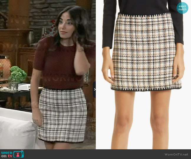 Veronica Beard Ohemia Skirt in Ecru Ochre worn by Molly Lansing-Davis (Kristen Vaganos) on General Hospital