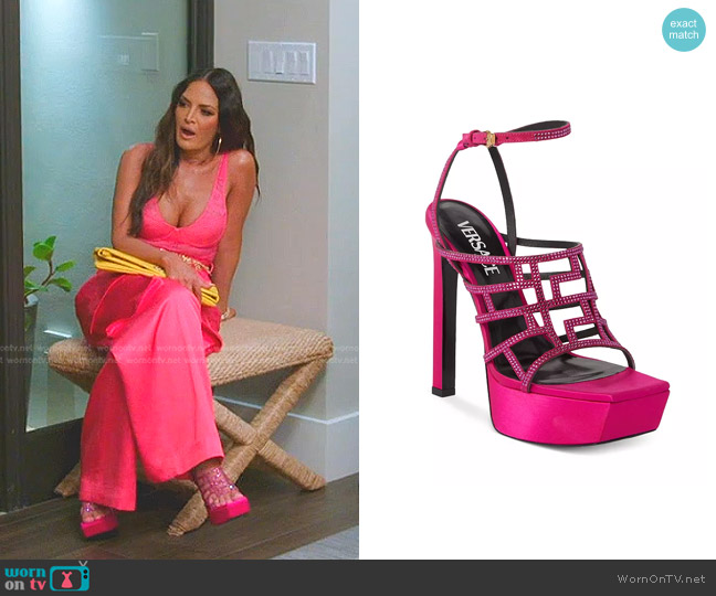 Versace Ankle Strap Caged Platform Sandals worn by Lisa Barlow on The Real Housewives of Salt Lake City