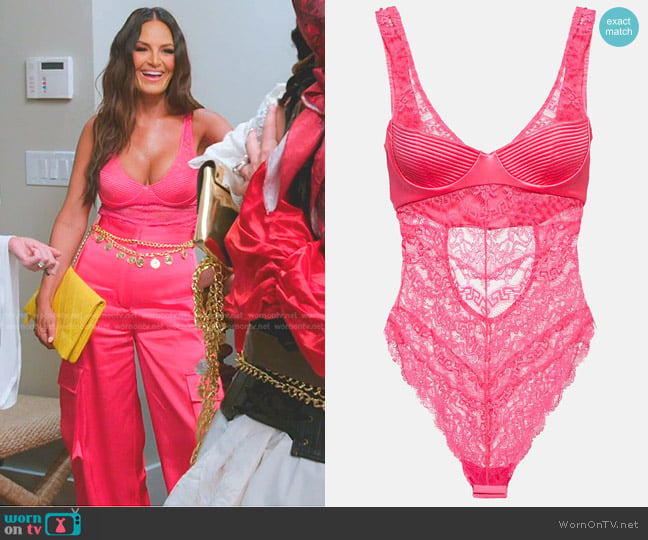 Versace Lace bodysuit worn by Lisa Barlow on The Real Housewives of Salt Lake City