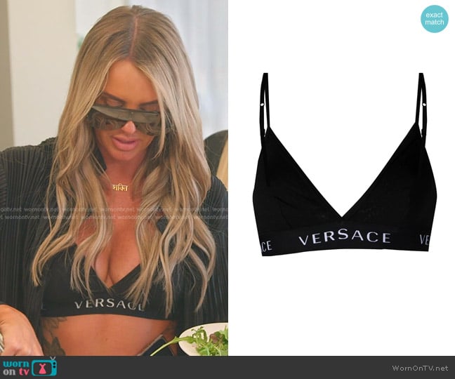 Versace Logo-Band Soft Triangle Bra worn by Whitney Rose on The Real Housewives of Salt Lake City