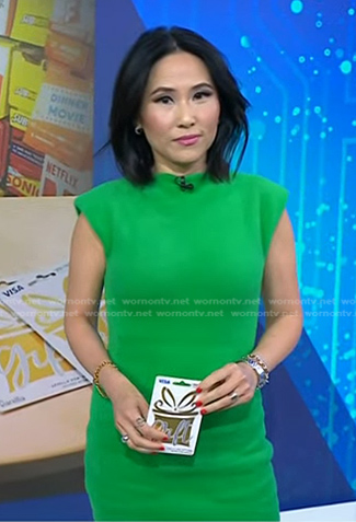 Vicky’s green cap sleeve knit dress on Today
