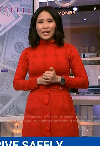 Vicki’e red top and skirt on NBC News Daily