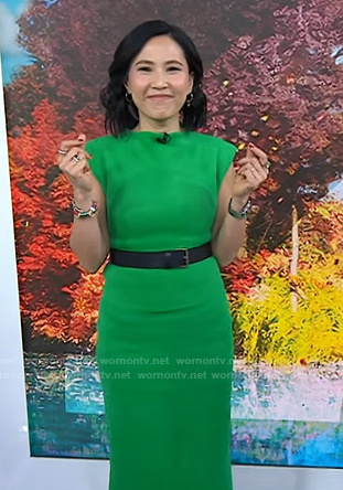 Vicky’s green cap sleeve knit dress on Today