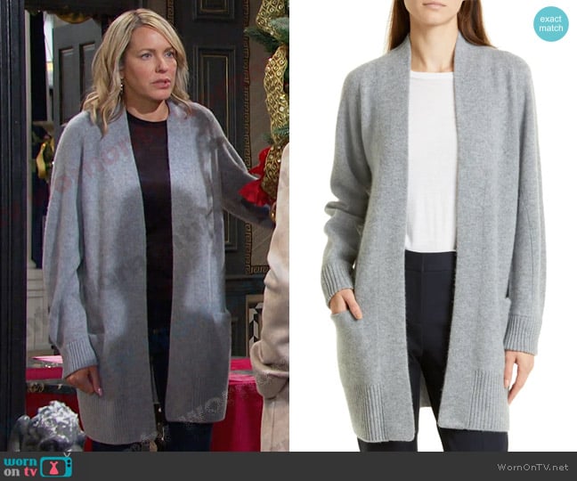 Vince Cashmere Open-Front Cardigan in Medium Heather Grey worn by Nicole Walker (Arianne Zucker) on Days of our Lives