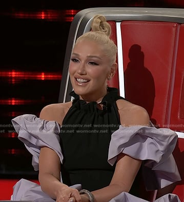 Gwen’s black and purple mini dress on The Voice