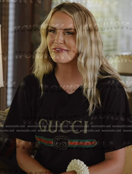 Whitney’s black Gucci print tee on The Real Housewives Ultimate Girls Trip