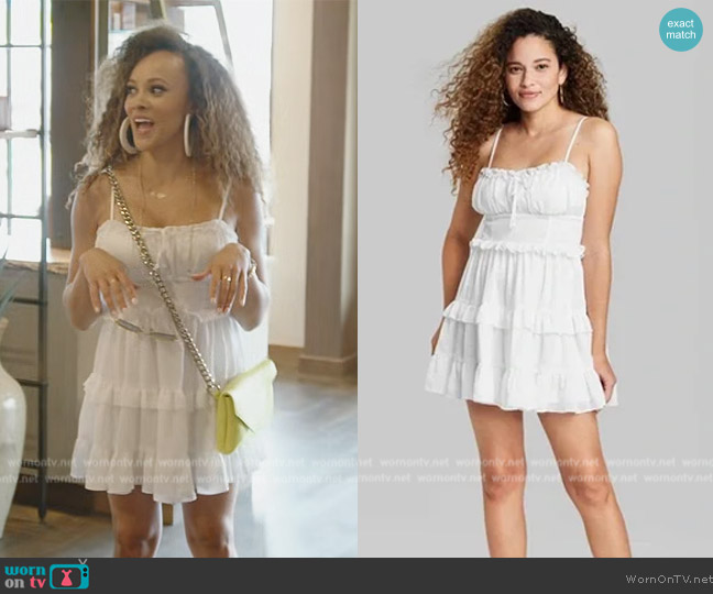 Wild Fable White Chiffon Sleeveless Tiered Fit + Flare Skater Dress worn by Ashley Darby on The Real Housewives of Potomac