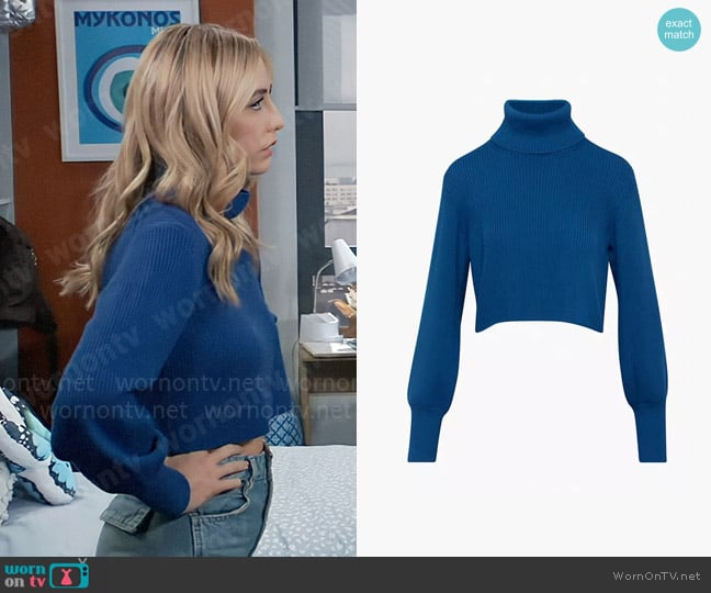 Wilfred Rebecca Turtleneck in Ultramarine Blue worn by Josslyn Jacks (Eden McCoy) on General Hospital