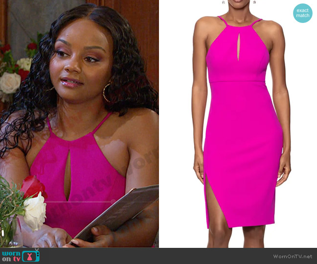 Xscape Cutout Scuba Crepe Cocktail Dress worn by Chanel Dupree (Raven Bowens) on Days of our Lives