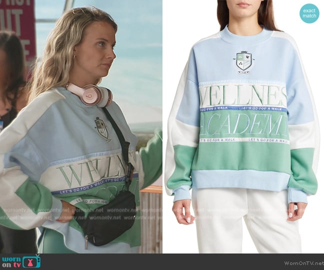 Yellow the Label Varsity Wellness Academy Colorblock Embroidered Sweatshirt worn by Taylor Ann Green on Southern Charm