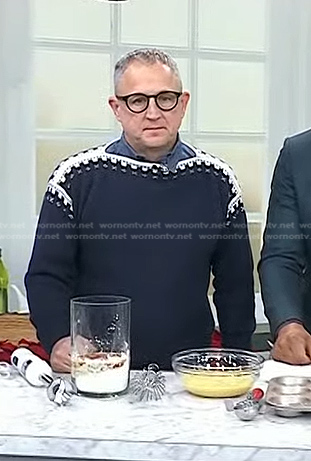Zane Holmquist’s navy knit sweater on Today