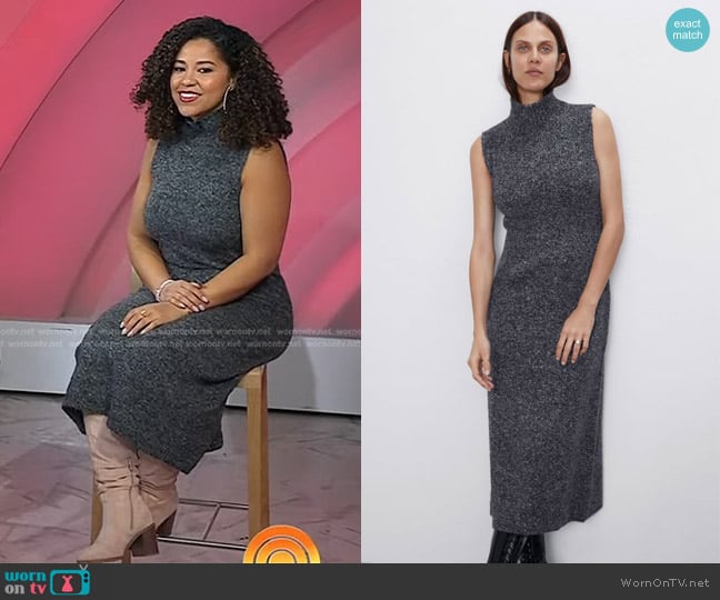 Zara Long Knit Dress in Gray worn by Arianna Davis on Today