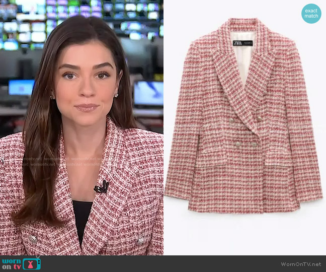 Zara Tailored Double-Breasted Blazer worn by Julie Tsirkin on NBC News Daily
