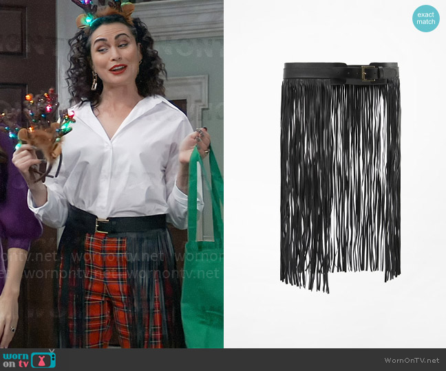 Zara Fringed Leather Belt worn by Lois Cerullo (Rena Sofer) on General Hospital