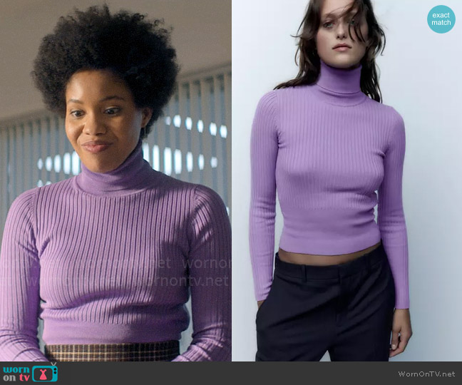Zara Ribbed Knit Sweater worn by Nella Rogers (Sinclair Daniel) on The Other Black Girl