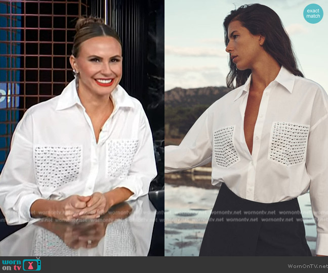 Zara Studded Oversized Poplin Shirt worn by Keltie Knight on E! News