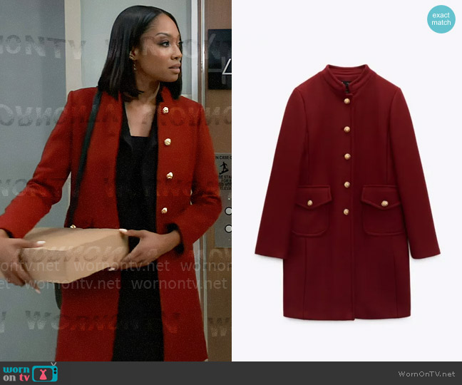 Zara Tailored Wool Blend Coat worn by Jordan Ashford (Tanisha Mariko Harper) on General Hospital