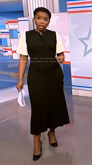 Zinhle’s black colorblock ribbed dress on NBC News Daily