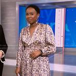 Zinhle’s beige floral midi dress on NBC News Daily