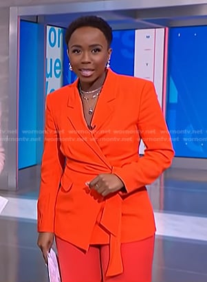 Zinhle’s orange wrap blazer on NBC News Daily