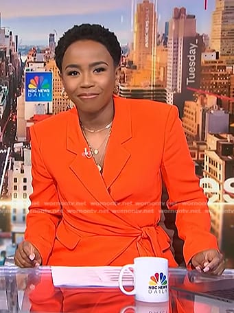 Zinhle’s orange wrap blazer on NBC News Daily