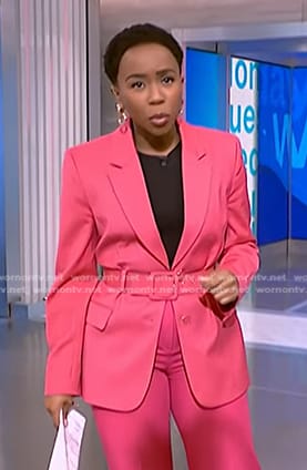 Zinhle’s pink belted blazer on NBC News Daily