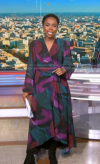 Zinhle’s printed wrap maxi dress on NBC News Daily
