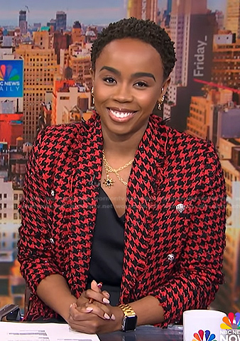 Zinhle’s red houndstooth blazer on NBC News Daily