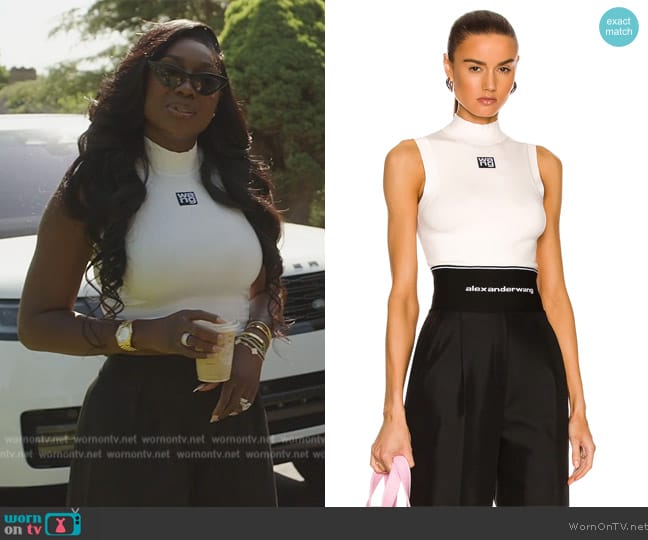 Alexander Wang Foundation Bodycon Muscle Tank Top worn by Wendy Osefo on The Real Housewives of Potomac
