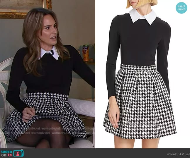 Alice + Olivia Chara Houndstooth Pleated Minidress worn by Keltie Knight on E! News