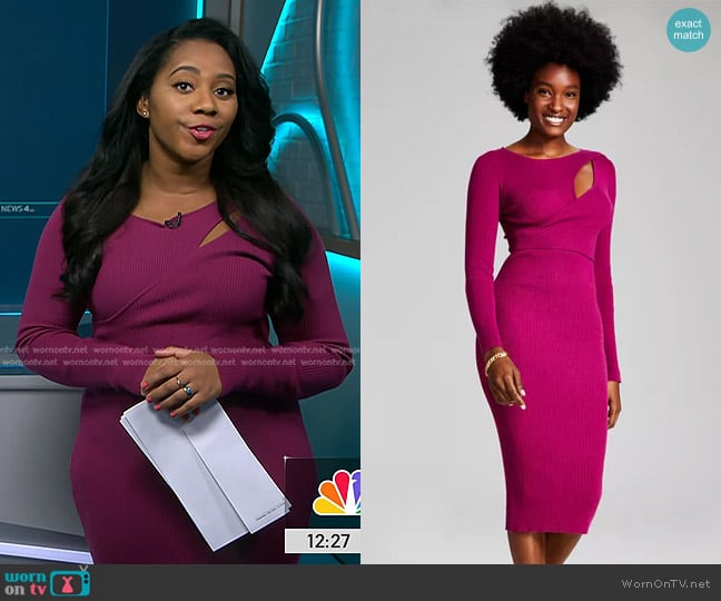 And Now This Cutout Long-Sleeve Sweater Dress worn by Kay Angrum on NBC News Daily