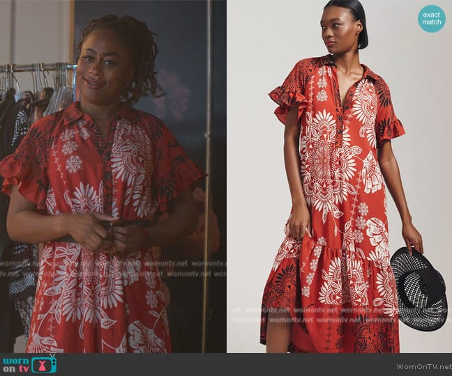 Anthropologie Ruffle-Sleeve Dress worn by Malika Williams (Zuri Adele) on Good Trouble