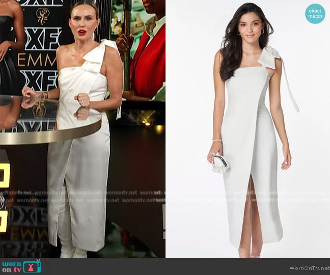 Azazie Bow Down to Love Bow Midi Dress worn by Keltie Knight on E! News