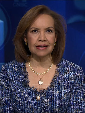 Bertha Coombs’s blue tweed jacket on NBC News Daily
