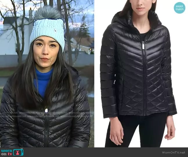 Calvin Klein Down Quilted Hooded Puffer Jacket Coat worn by Emilie Ikeda on Today