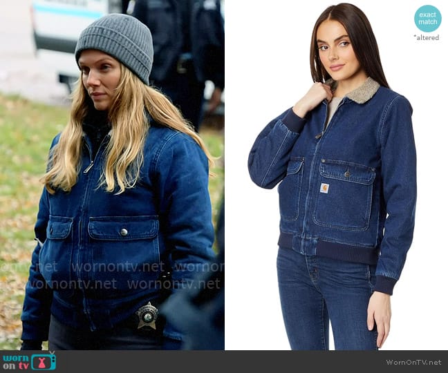 Carhartt Relaxed Fit Denim Sherpa-Lined Jacket worn by Hailey Upton (Tracy Spiridakos) on Chicago PD
