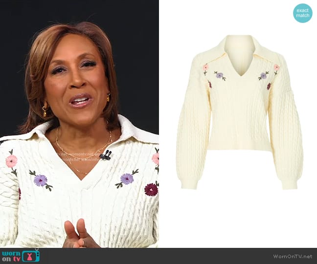 Central Park West Delilah Floral Polo worn by Robin Roberts on Good Morning America