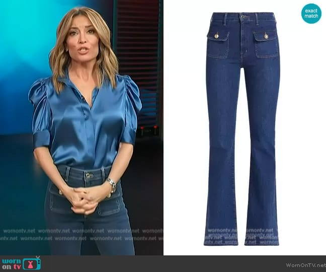 Derek Lam 10 Crosby Brandi Patch Pocket Flare Jeans worn by Kit Hoover on Access Hollywood