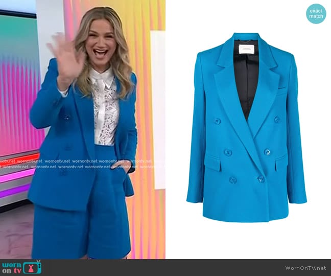 Dorothee Schumacher Double-Breasted Cotton Twill Blazer worn by Jennifer Nettles on Today
