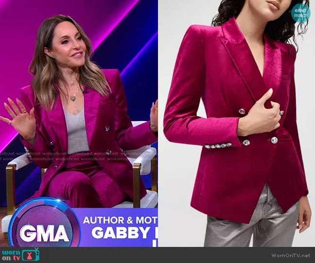 Veronica Beard Elam Velvet Dickey Jacket in Fuchsia worn by Gabby Bernstein on Good Morning America