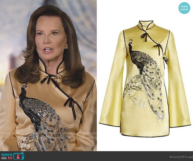 Elif Tongel Peacock Kimono Dress worn by Patricia Altschul on Southern Charm