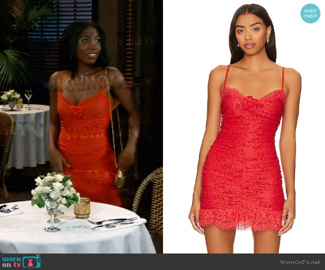 For Love & Lemons Della Mini Dress worn by Trina Robinson (Tabyana Ali) on General Hospital