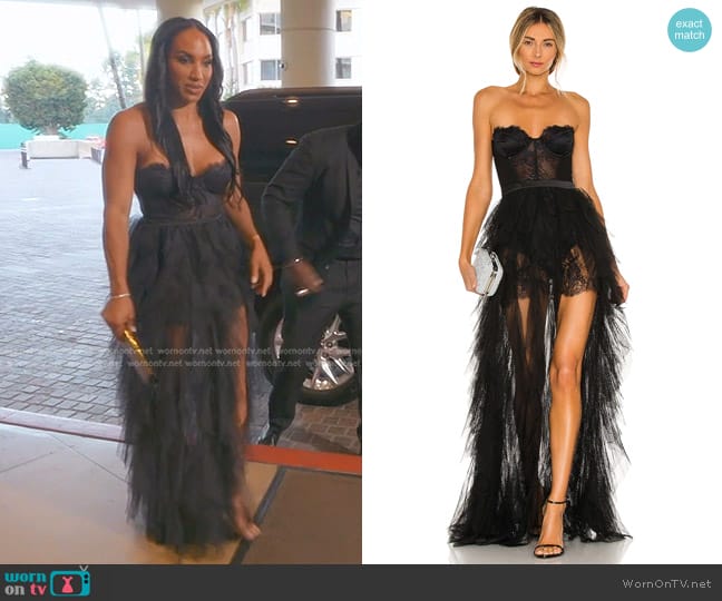 Revolve x For Love & Lemons Bustier Gown worn by Annemarie Wiley on The Real Housewives of Beverly Hills