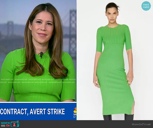Frame Mixed Rib Midi Sweater Dress worn by Deirdre Bosa on NBC News Daily