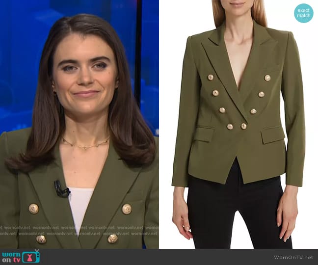 Generation Love Delilah Double-Breasted Blazer in Olive worn by Pippa Stevens on NBC News Daily