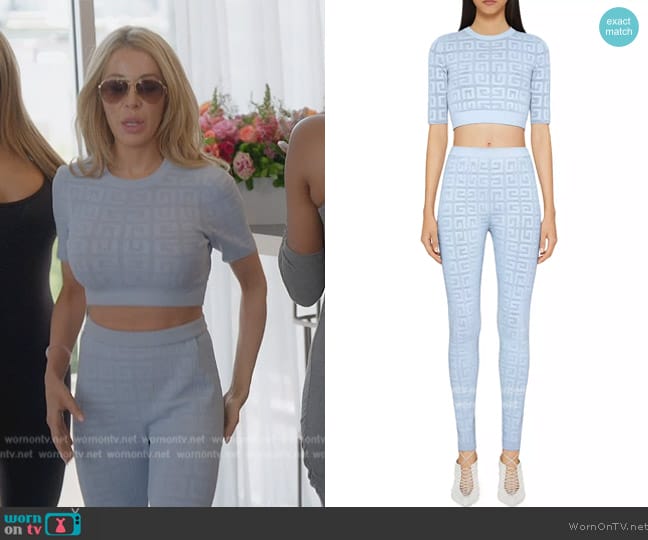 Givenchy 4G Jacquard Knit Short Sleeve Crop Sweater worn by Lisa Hochstein (Lisa Hochstein) on The Real Housewives of Miami